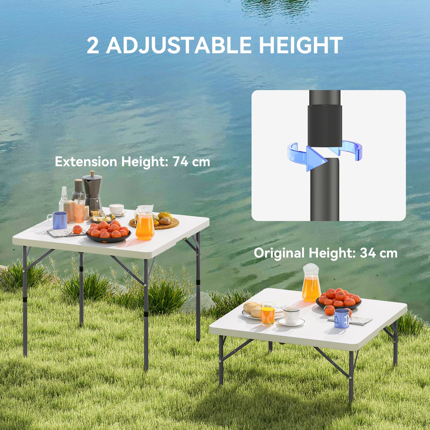 34/74cm Folding Camping Table, with Handle