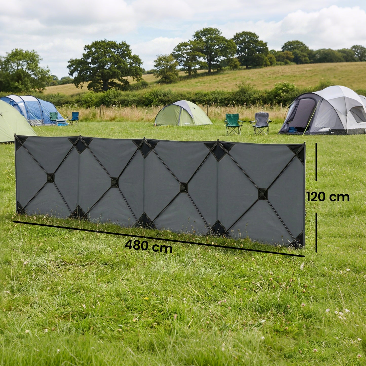 Camping Windbreak Pop Up Windbreaker Blocker with Ropes Pegs