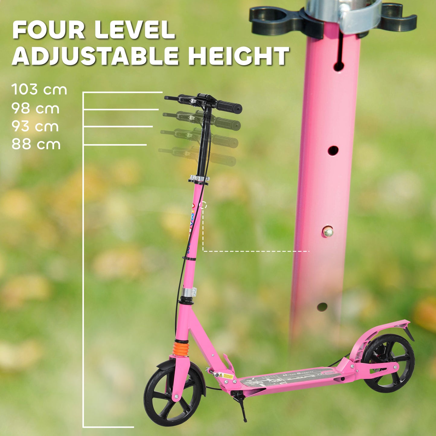 Kids Scooter with Four-Level Adjustable Handlebar, Dual Brake System