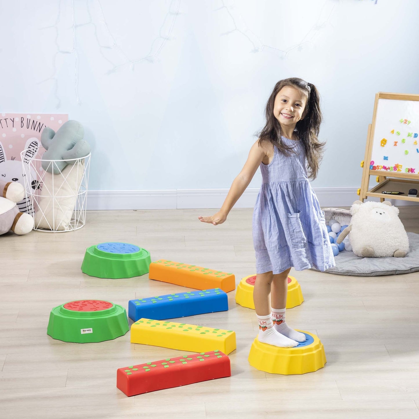Eight-Piece Kids Stepping Stones, with Non-Slip Surface & Bottom