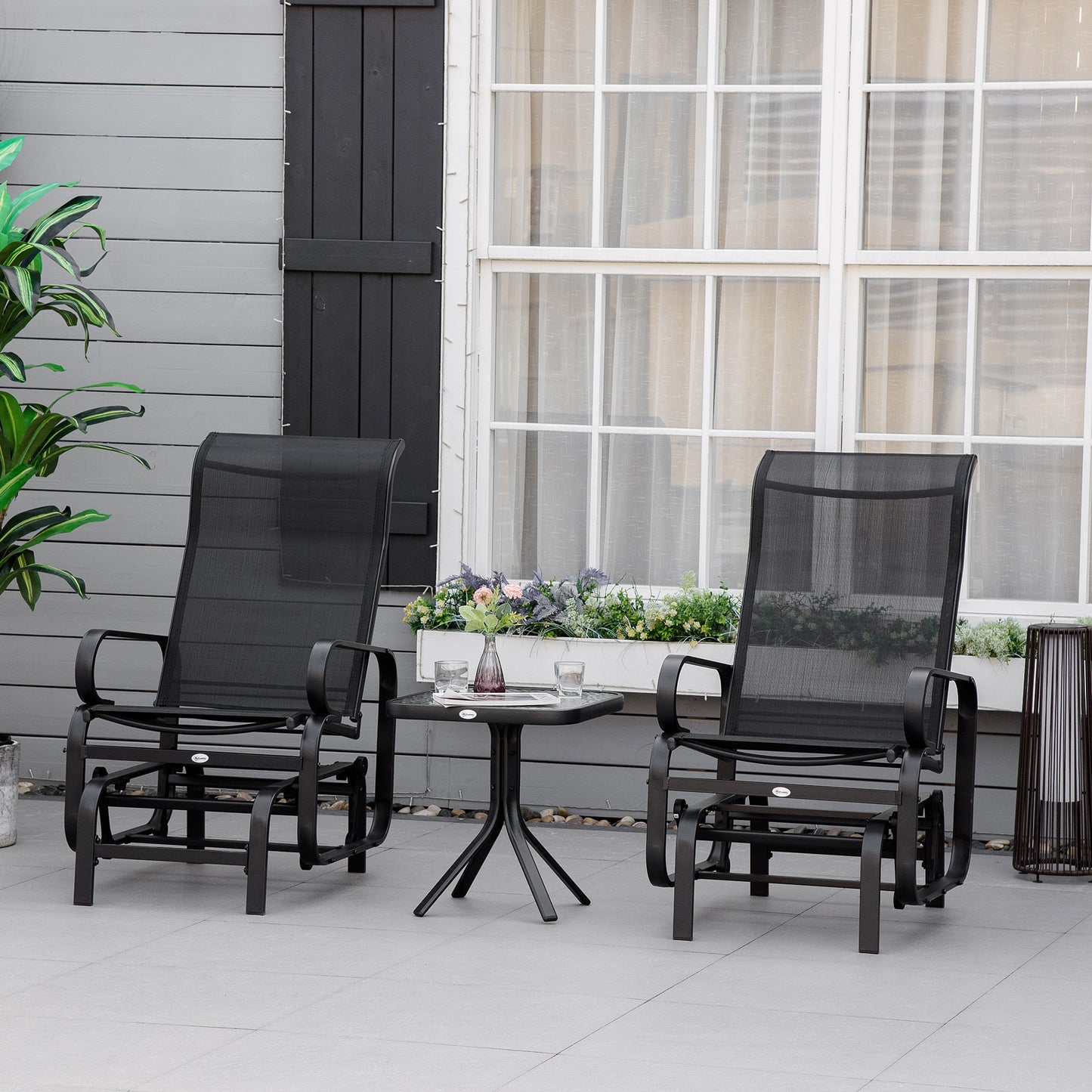 3 Pieces Garden Gliding Chair Set