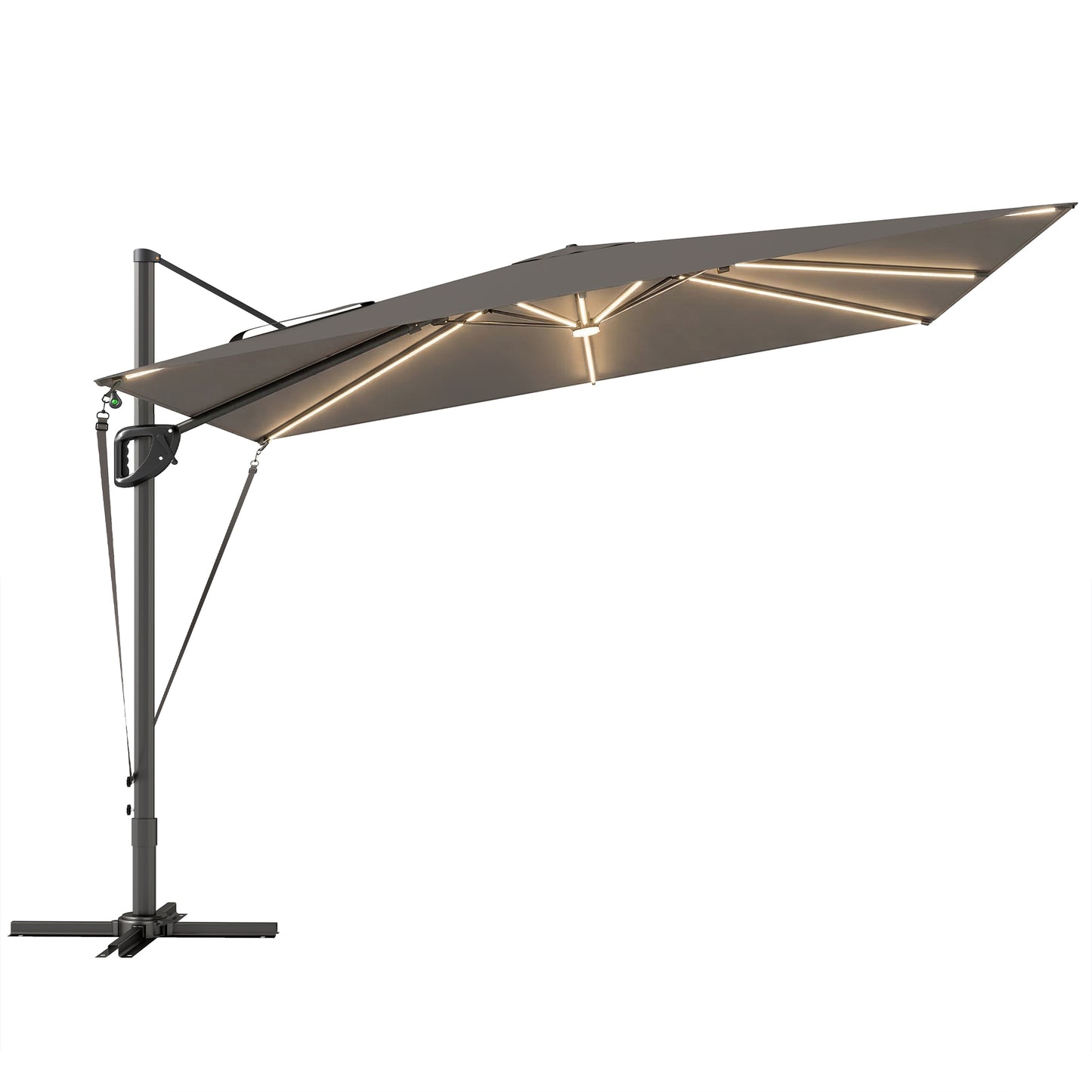 3 x 3 m Garden Cantilever Parasol w/ Light, Cover