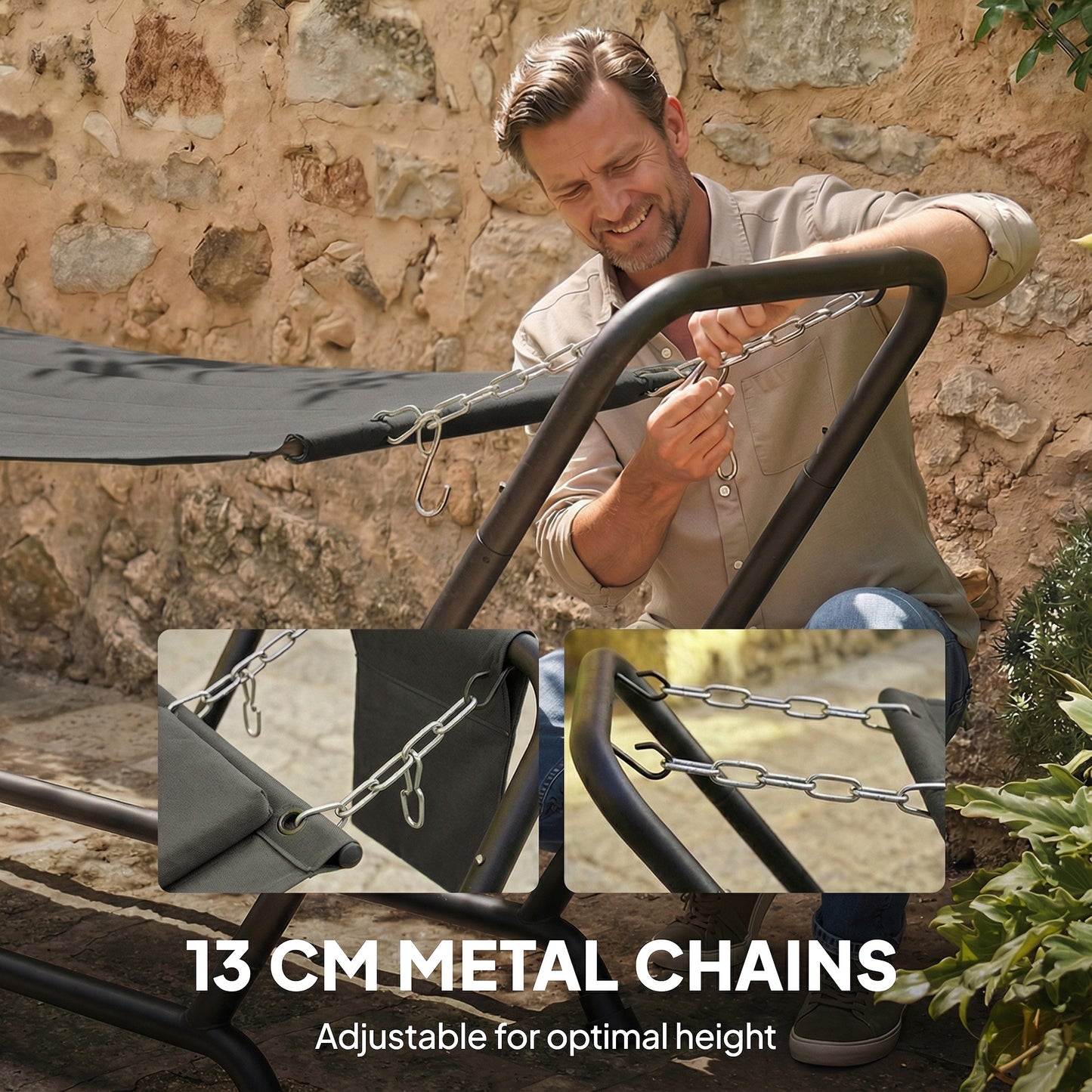Outdoor Hammock with Stand, Freestanding Hammock with Side Pocket