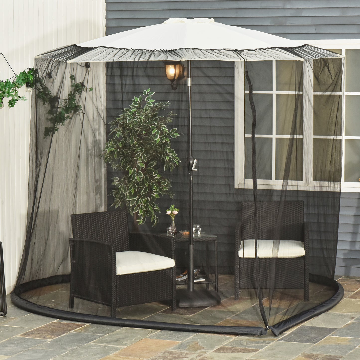 2.3m Umbrella Table Screen Outdoor Patio Cover Mosquito Insect Net