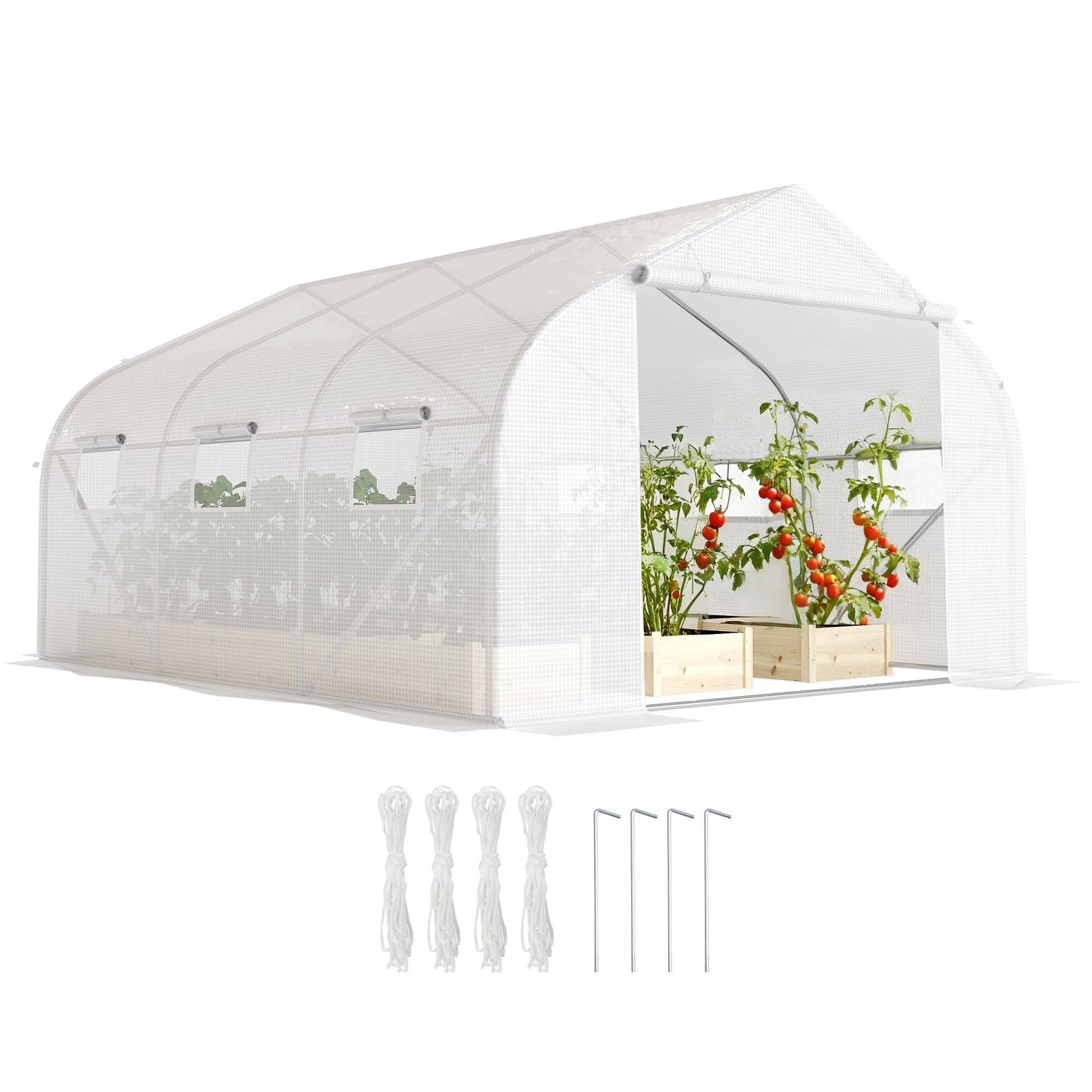 3.5 x 3 x 2m, Walk-In Polytunnel Greenhouse Warm House Garden