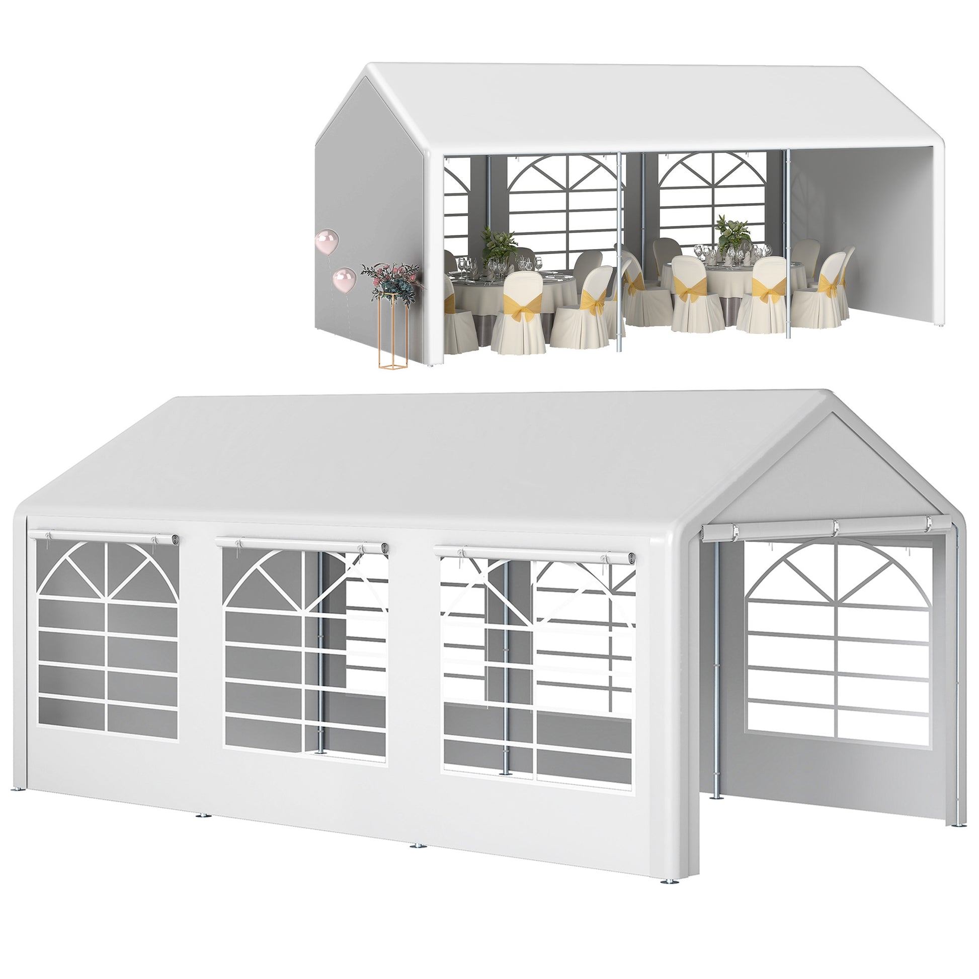 6m x 3m Garden Gazebo Marquee Wedding Shelter Level 4 Wind Protection