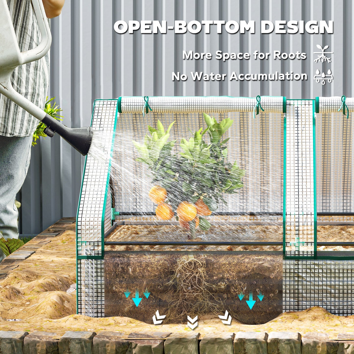 Metal Planter Box with Cover, Raised Garden Bed with Greenhouse (1)