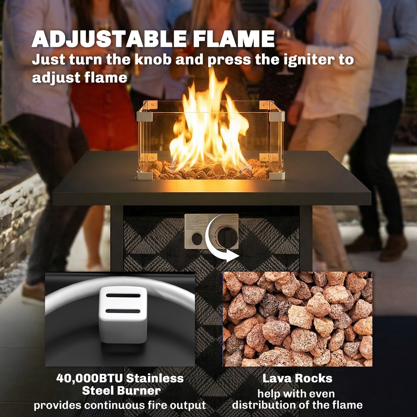 Square Propane Gas Fire Pit Table (2)