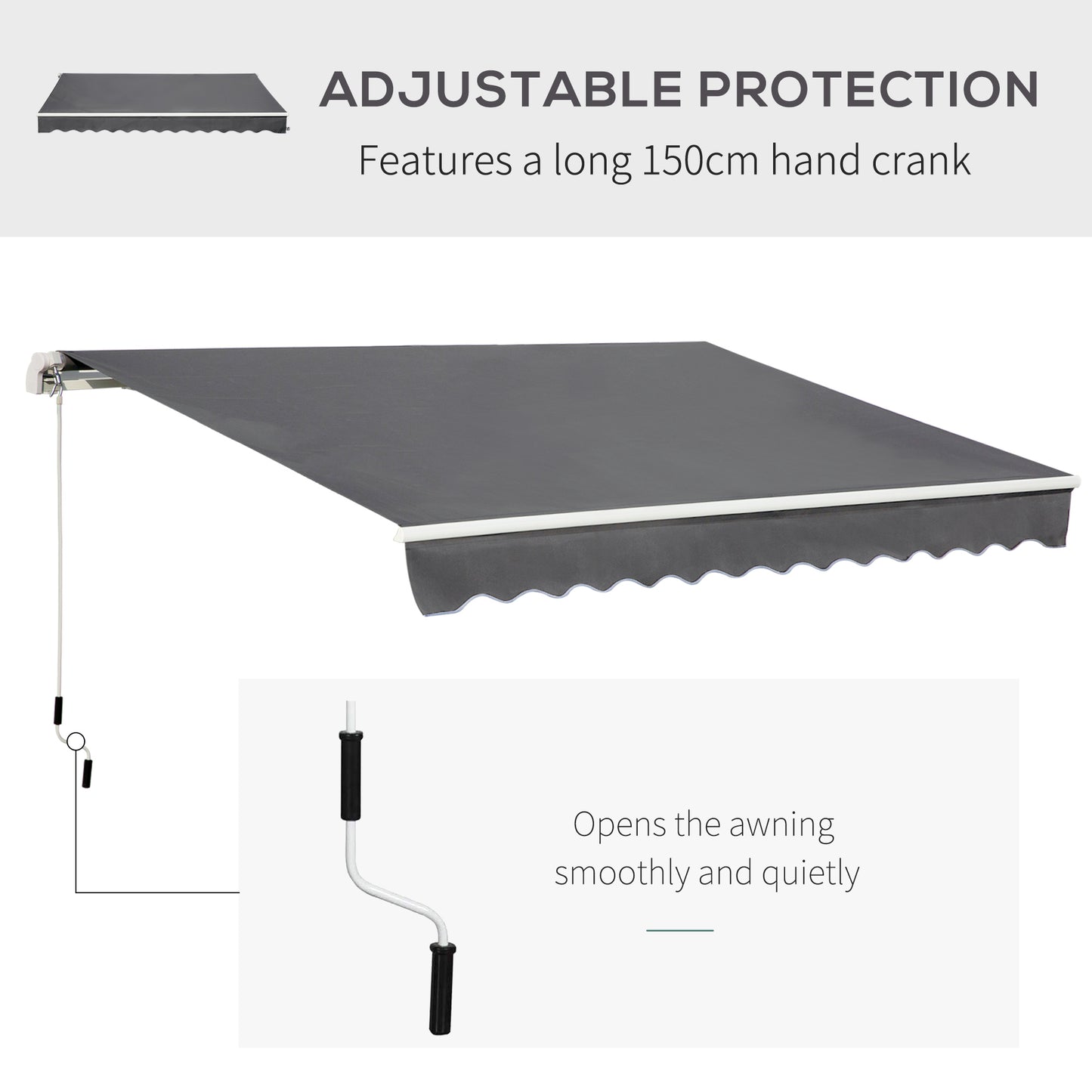 4x2.5m Manual Awning Window Door Sun Weather Shade w/ Handle