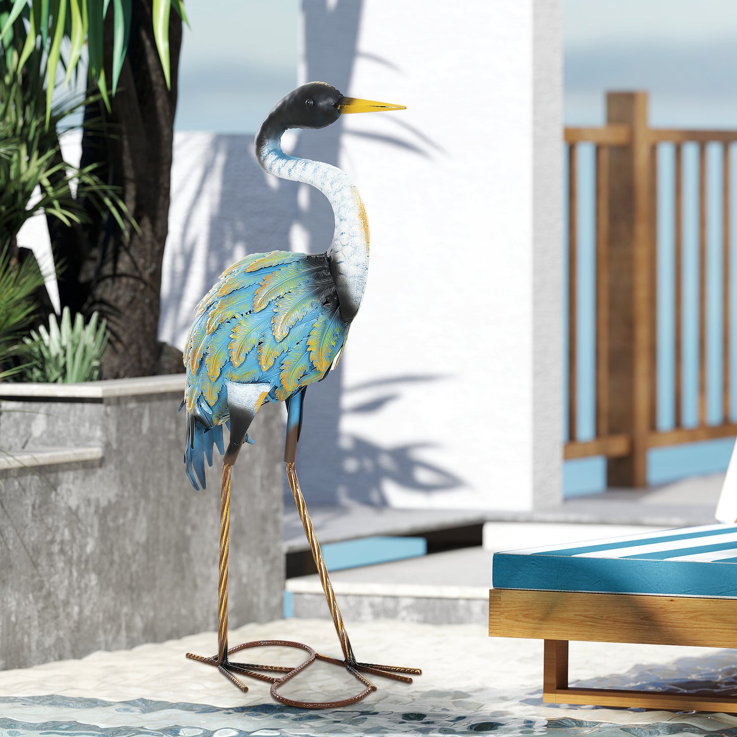 Heron Garden Statue, Standing Garden Ornament (1)