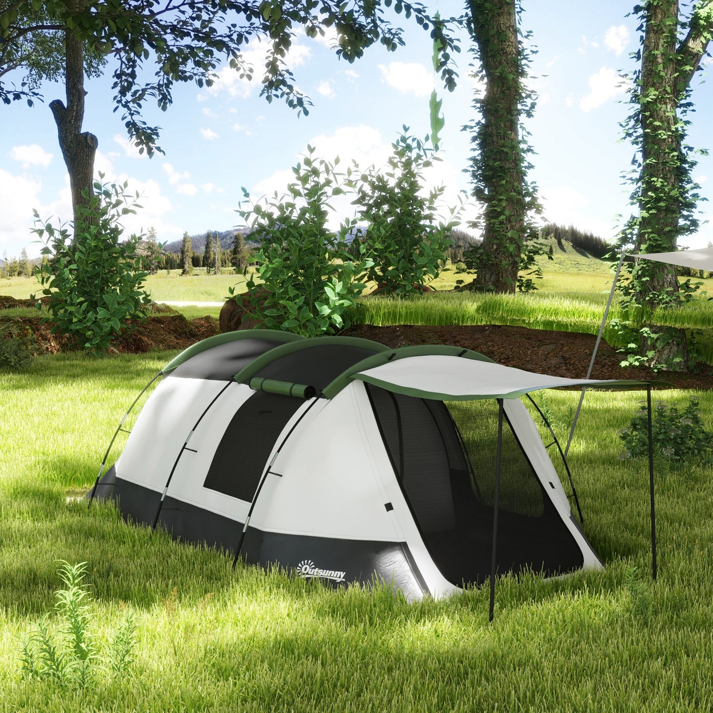 Three-Man Camping Tent, with Two Rooms and Porch