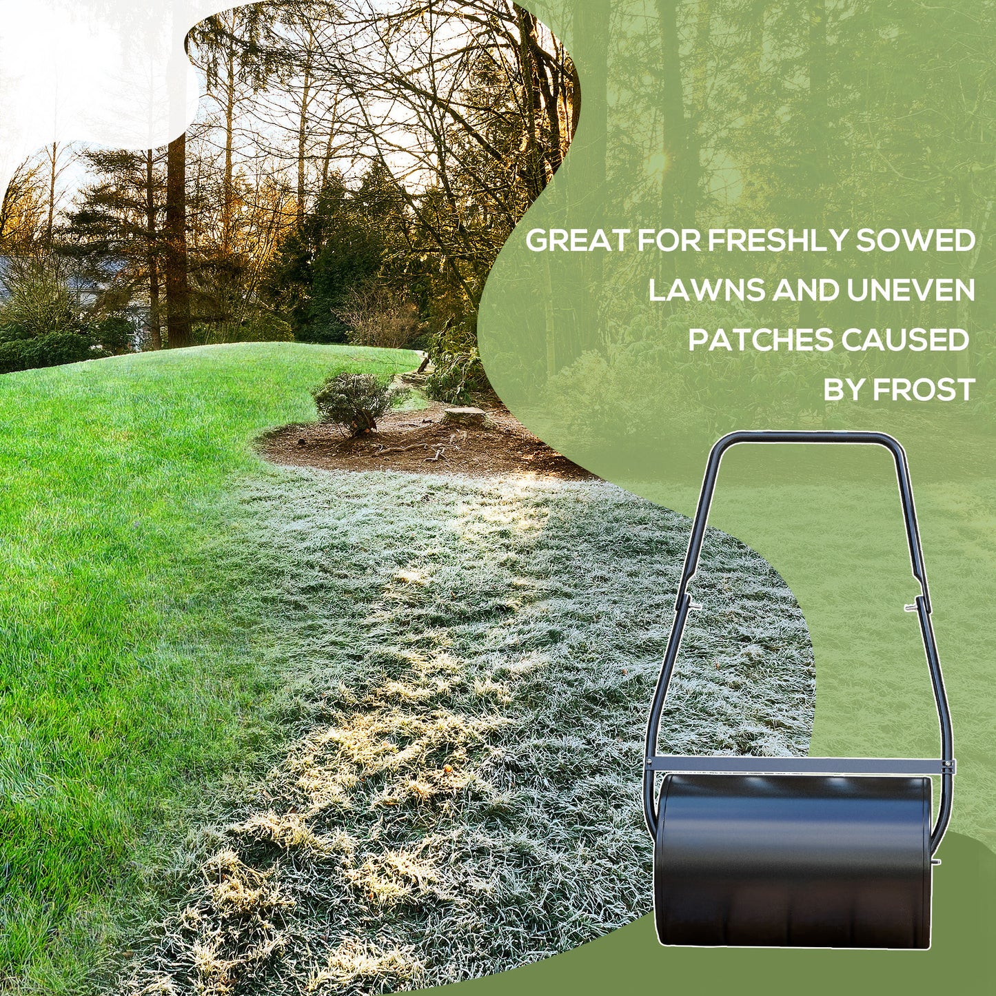 38L Garden Lawn Roller, Water Sand Filled Outdoor Grass Roller