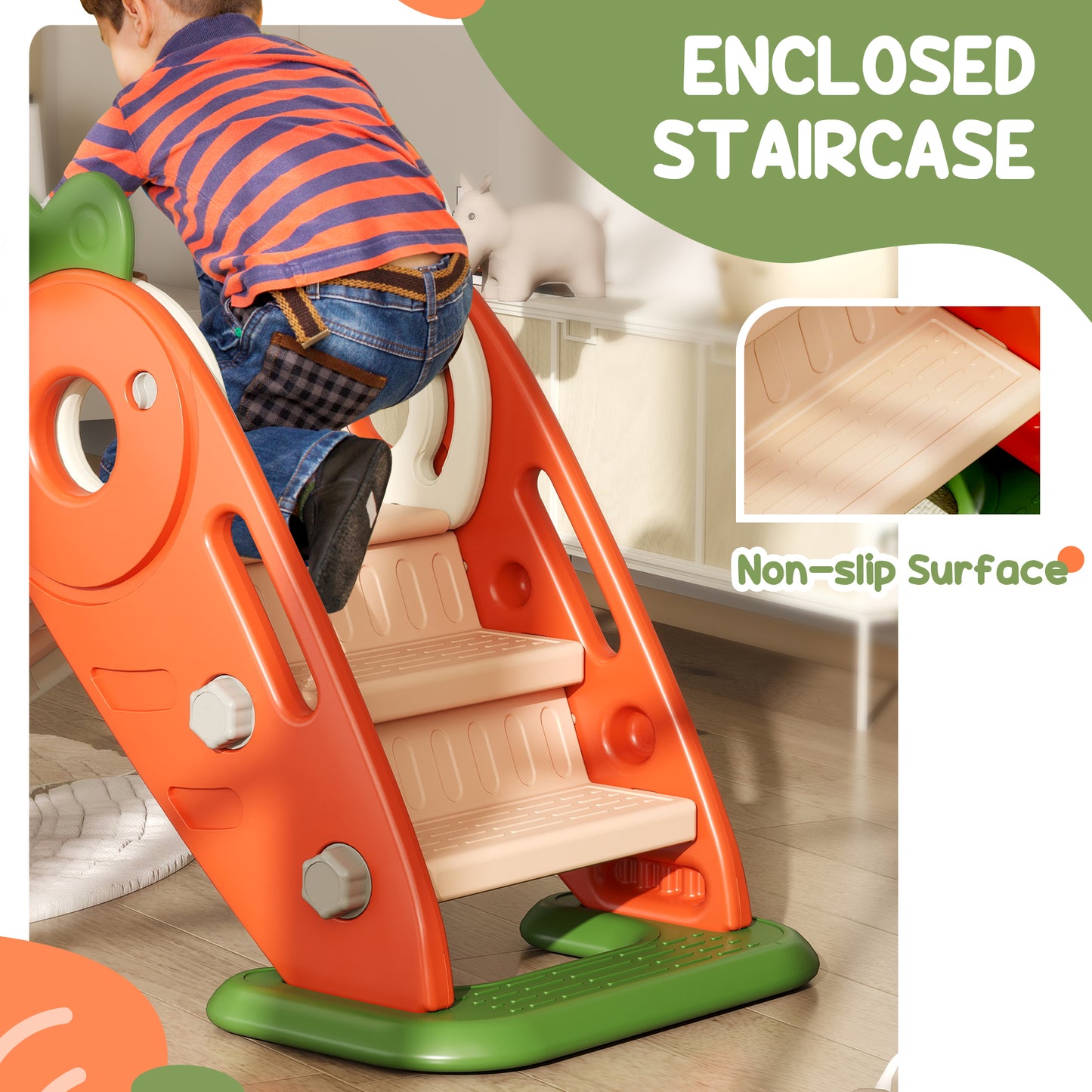 3 in 1 Foldable Toddler Slide with Basketball Hoop, Climber