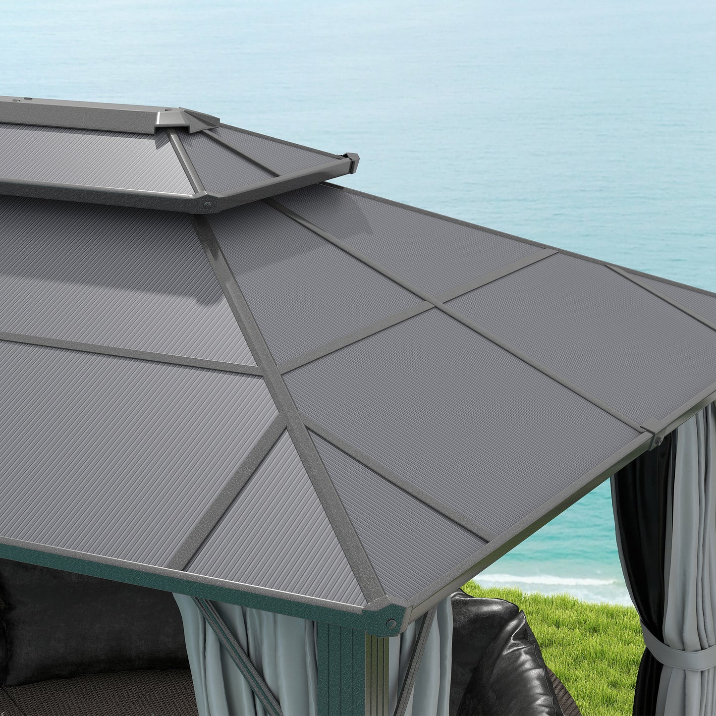 3 x 4m Hardtop Gazebo Canopy with UPF30+ Double Polycarbonate Roof