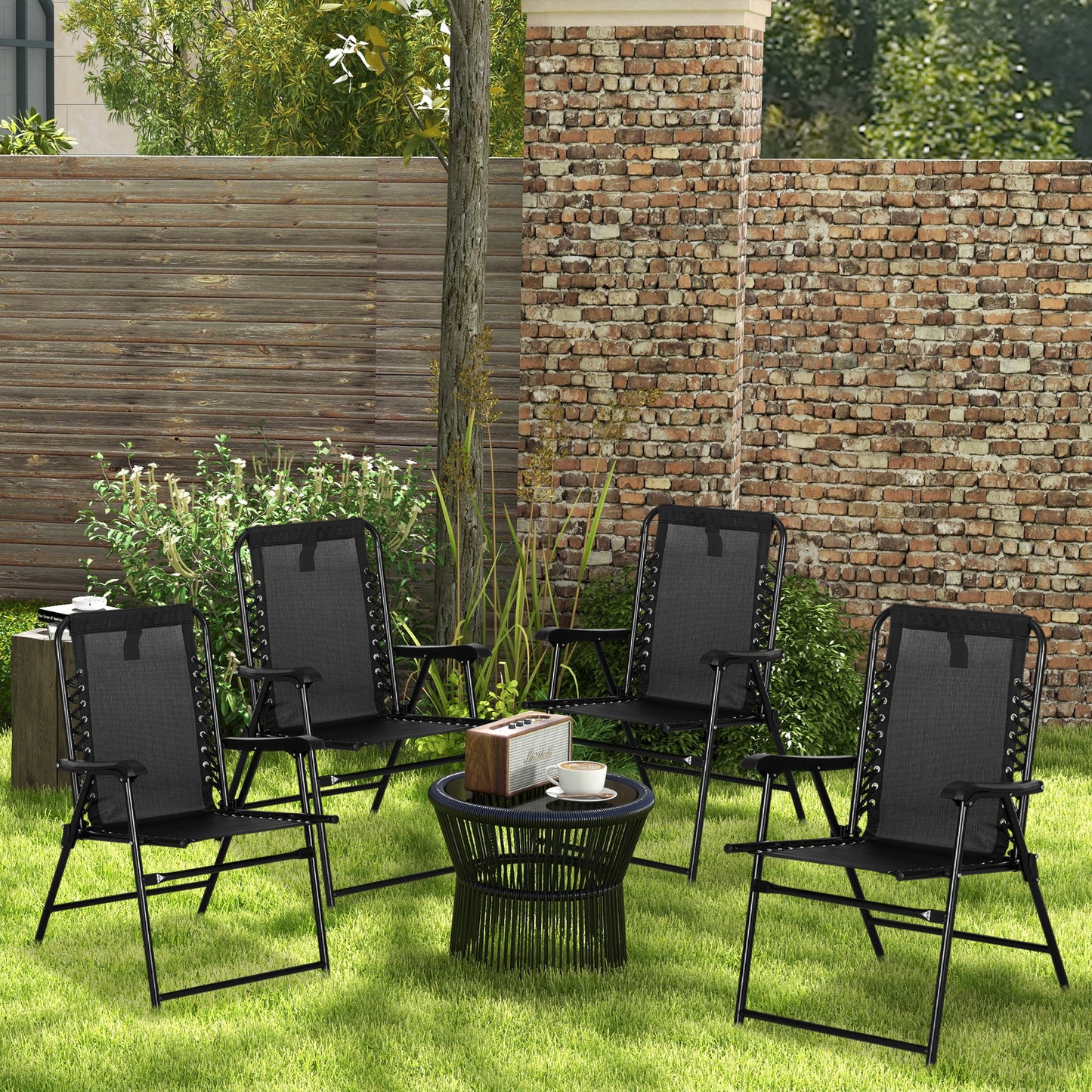 4 Pcs Patio Folding Chair Set