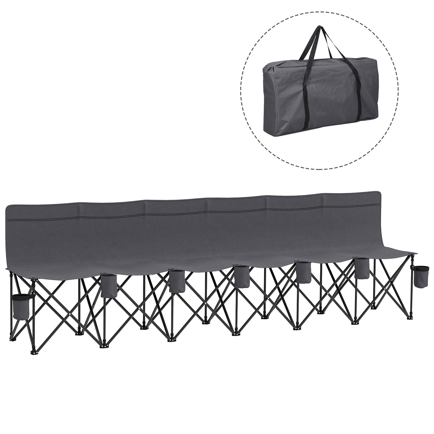 6 Seater Folding Camping Chair with Cup Holder & Carry Bag
