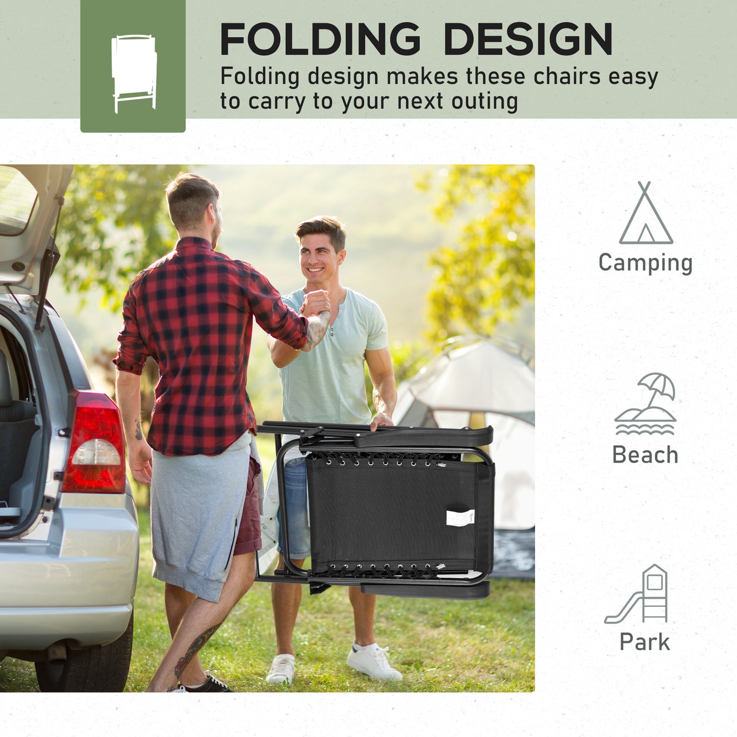 4 Pcs Patio Folding Chair Set
