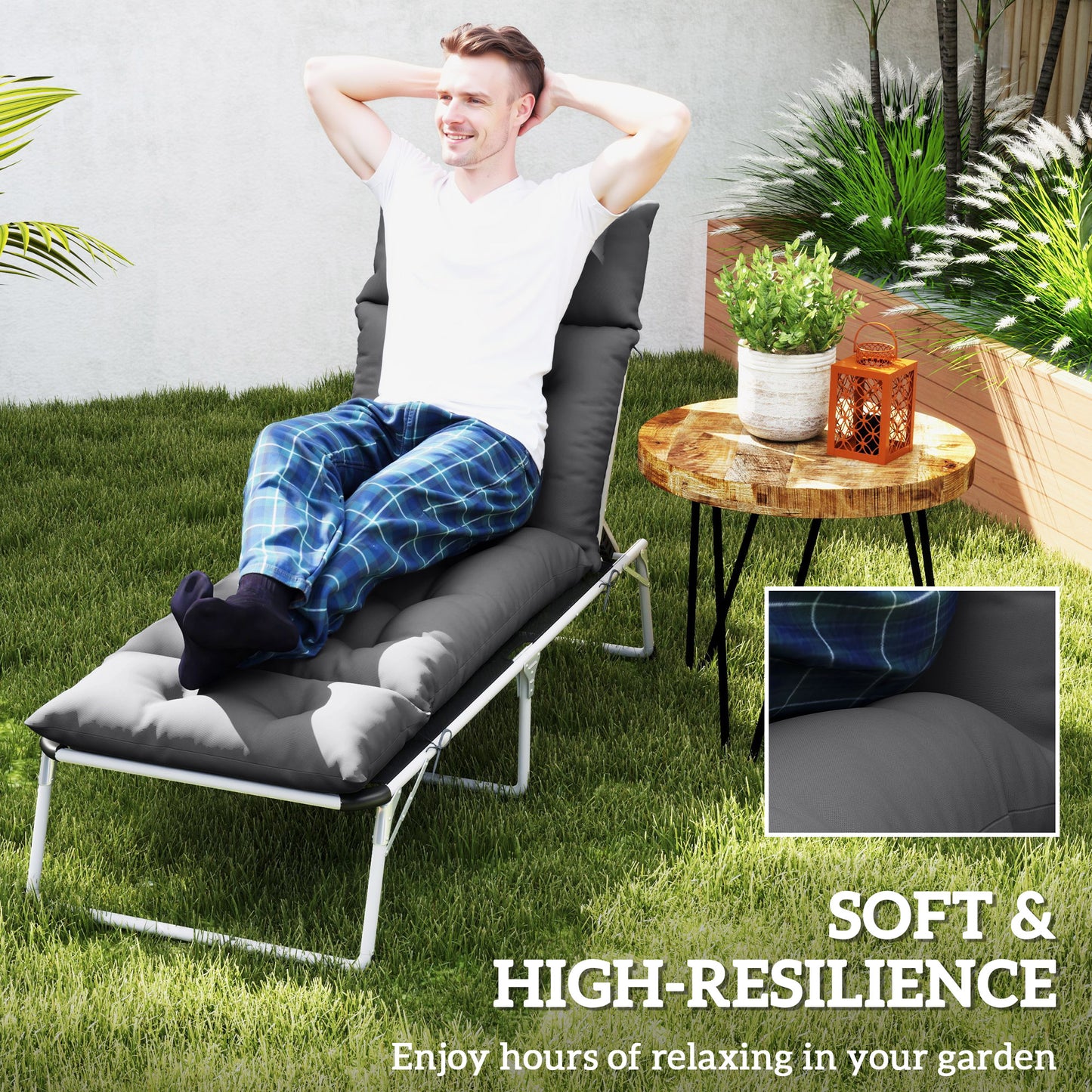 Sun Lounger Cushion Only, 190 x 56 x 10 cm Garden Lounge Chair