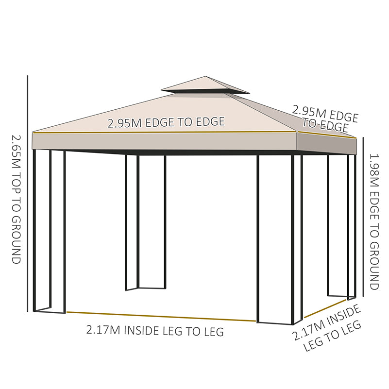 3 x 3 m Garden Gazebo Double Roof Marquee Patio Wedding Party Tent (1)