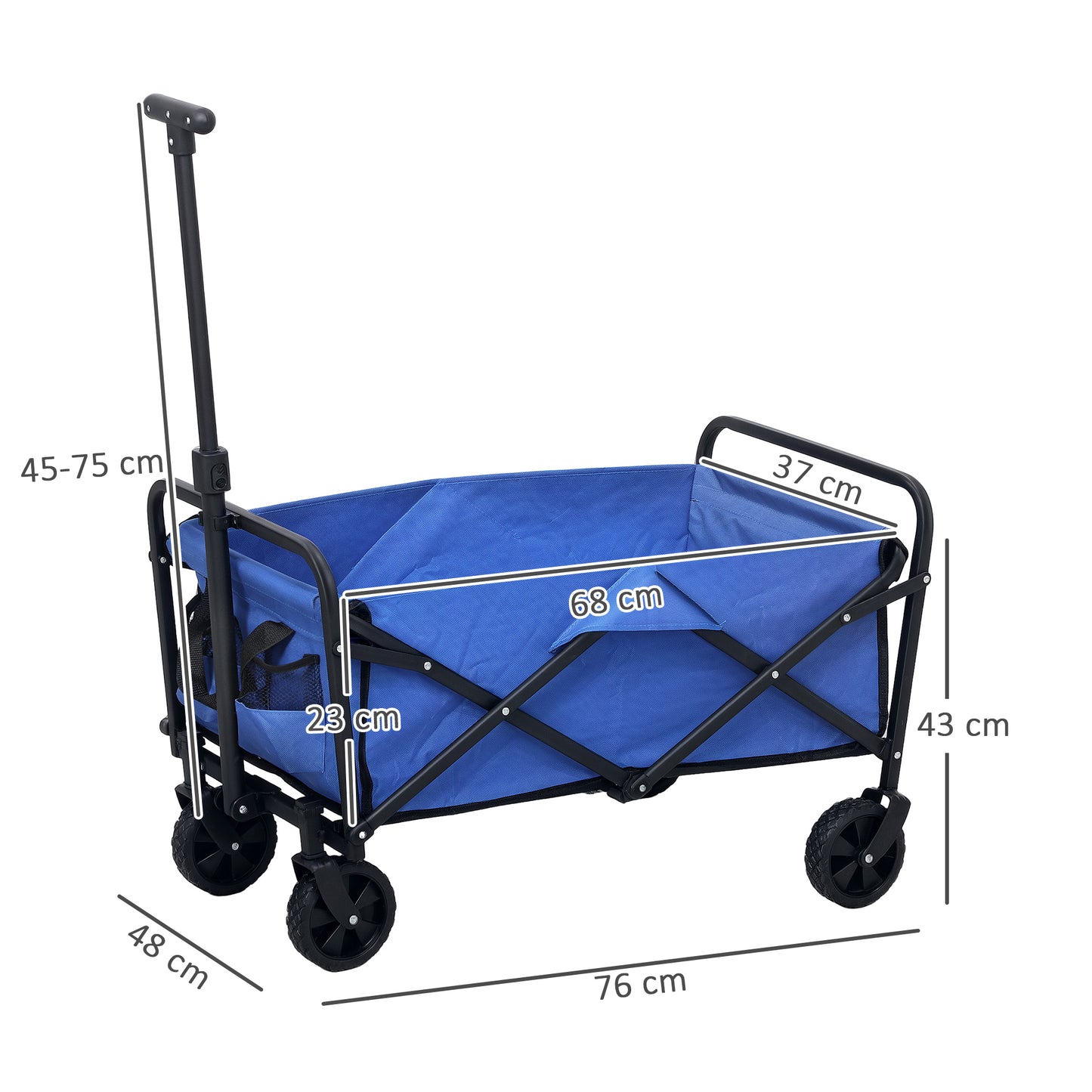 62L Festival Trolley on Wheels, Garden Folding Trolley Cart