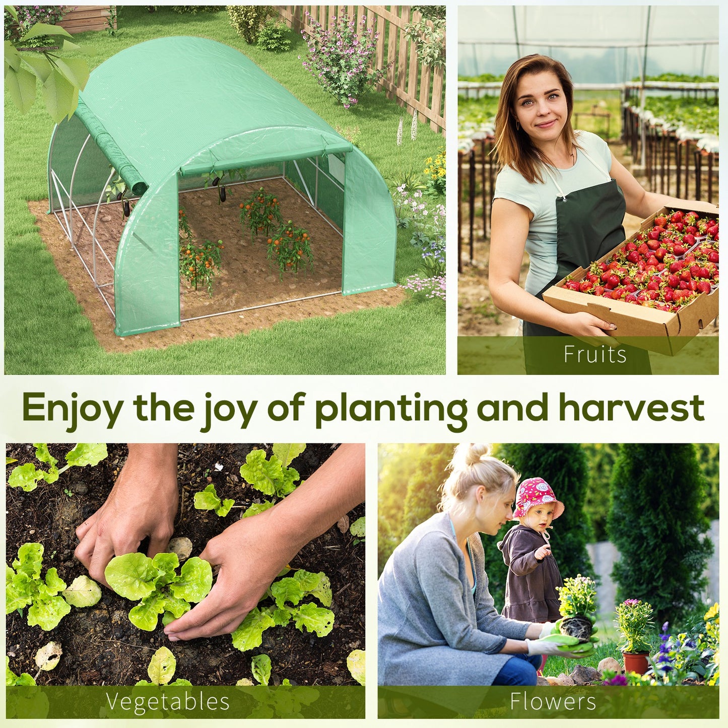 Polytunnel Greenhouse Walk-in Grow House Tent with Roll-up Sidewalls (2)