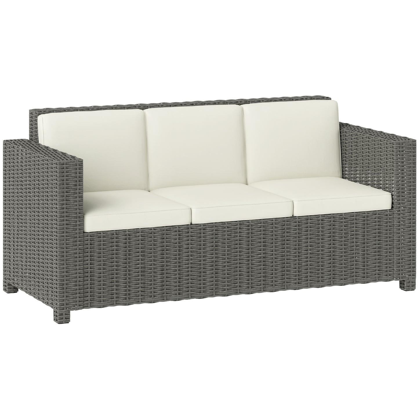 3 Seater Rattan Sofa All-Weather Wicker Weave Metal Frame Chair (1)