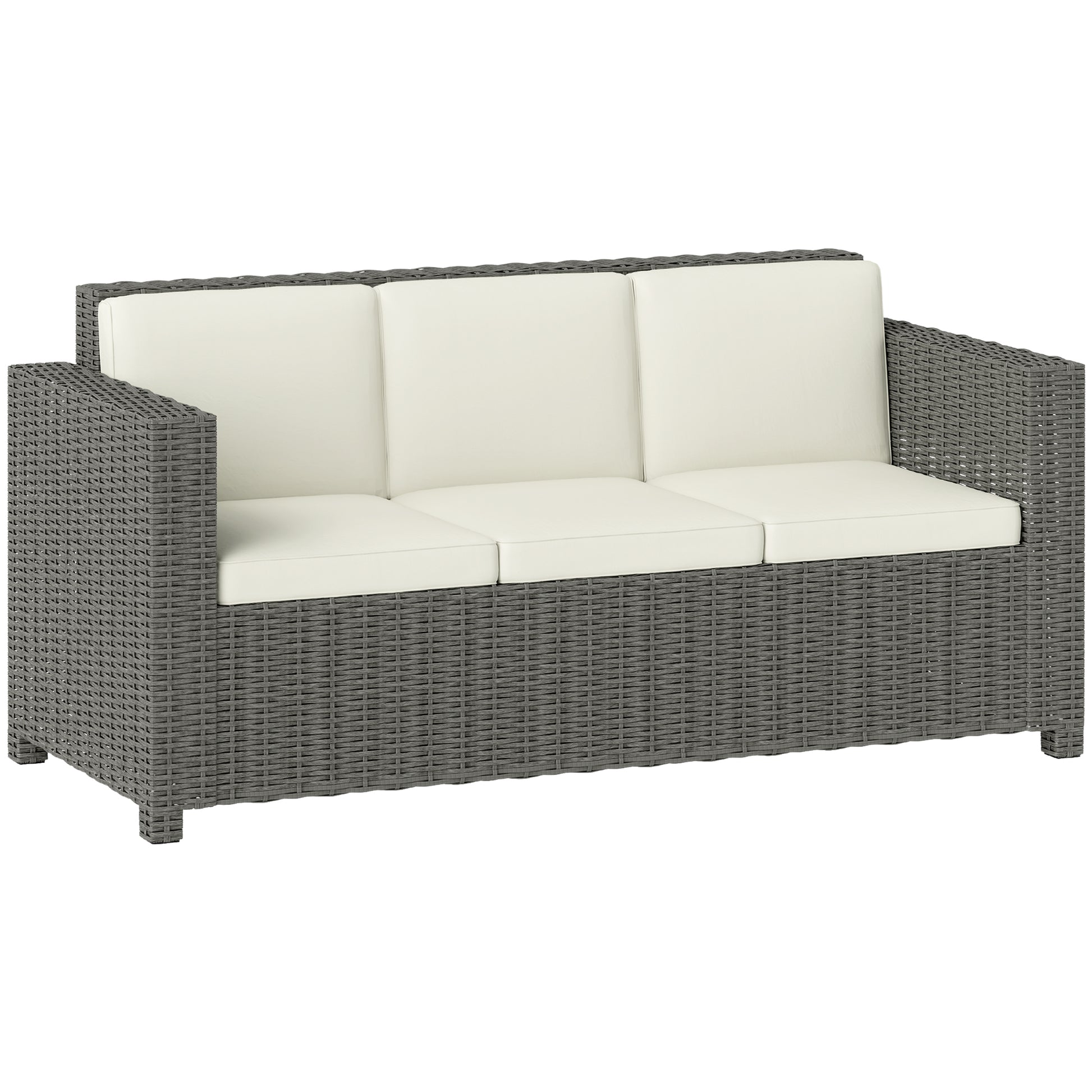 3 Seater Rattan Sofa All-Weather Wicker Weave Metal Frame Chair (1)
