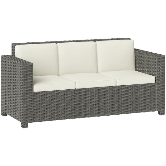 3 Seater Rattan Sofa All-Weather Wicker Weave Metal Frame Chair (1)