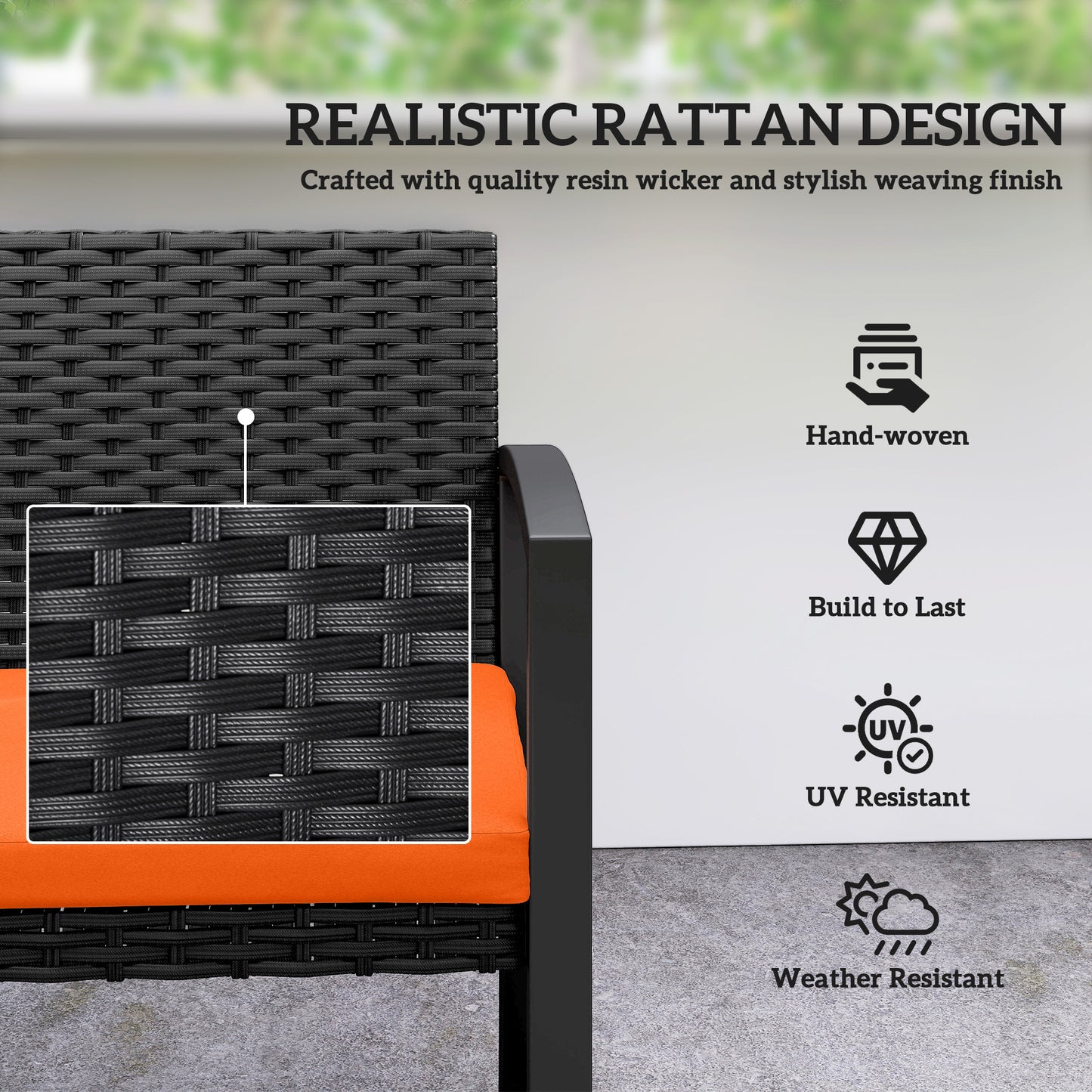 Two-Seater Rattan Garden Bench