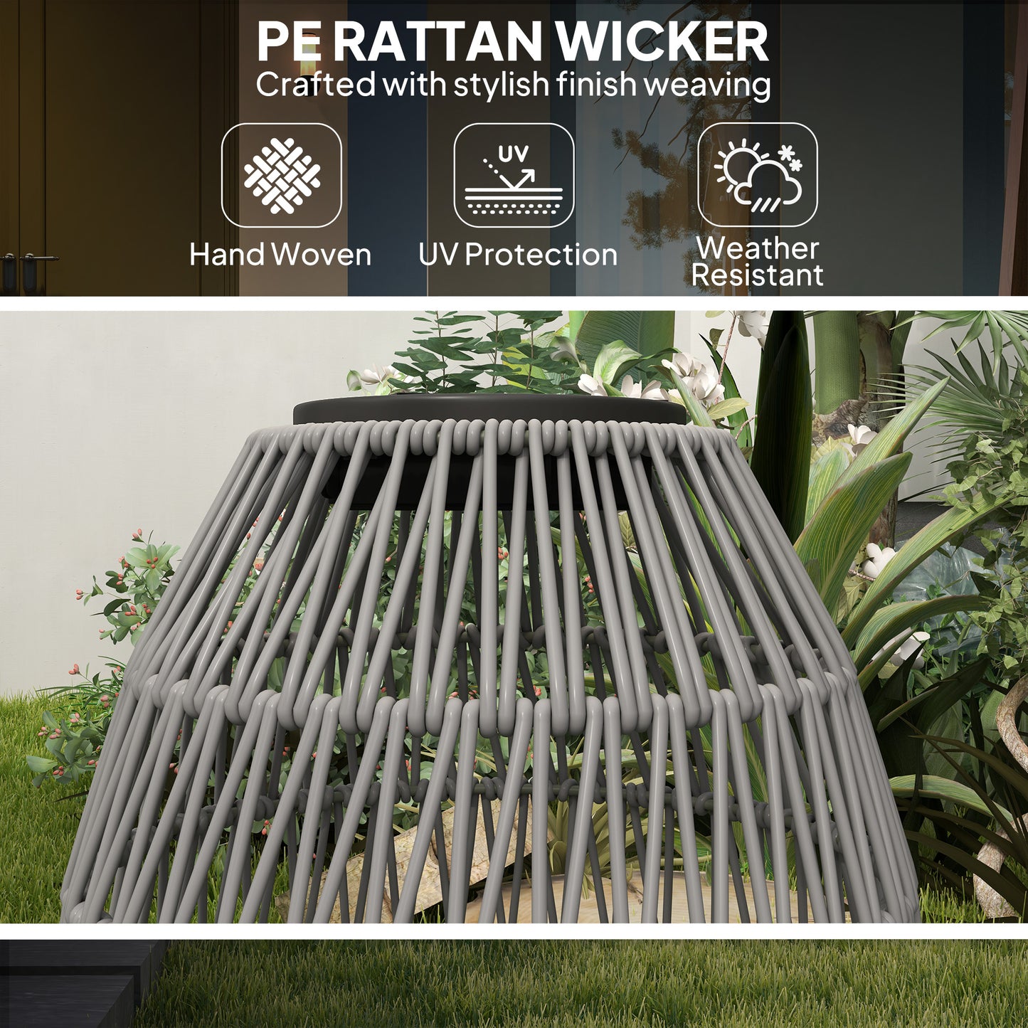 Rattan Solar Lamp, Garden Solar Lantern with Auto On/Off Light