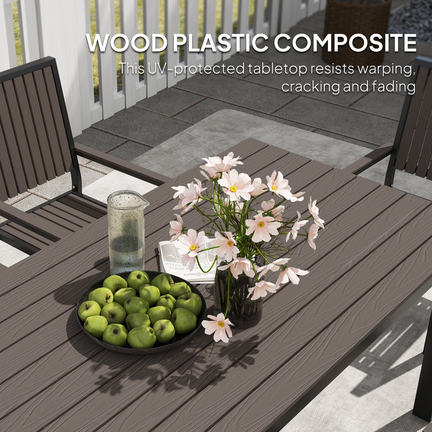6 Seater Garden Dining Set with Stackable Chairs, Aluminium Frame