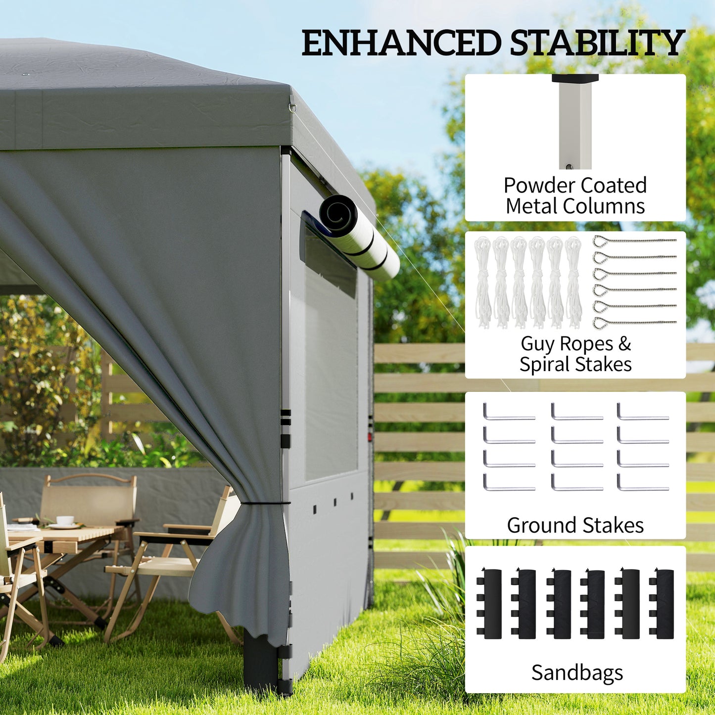 3 x 6 m Pop Up Canopy with UV50+ Protection Garden Gazebo