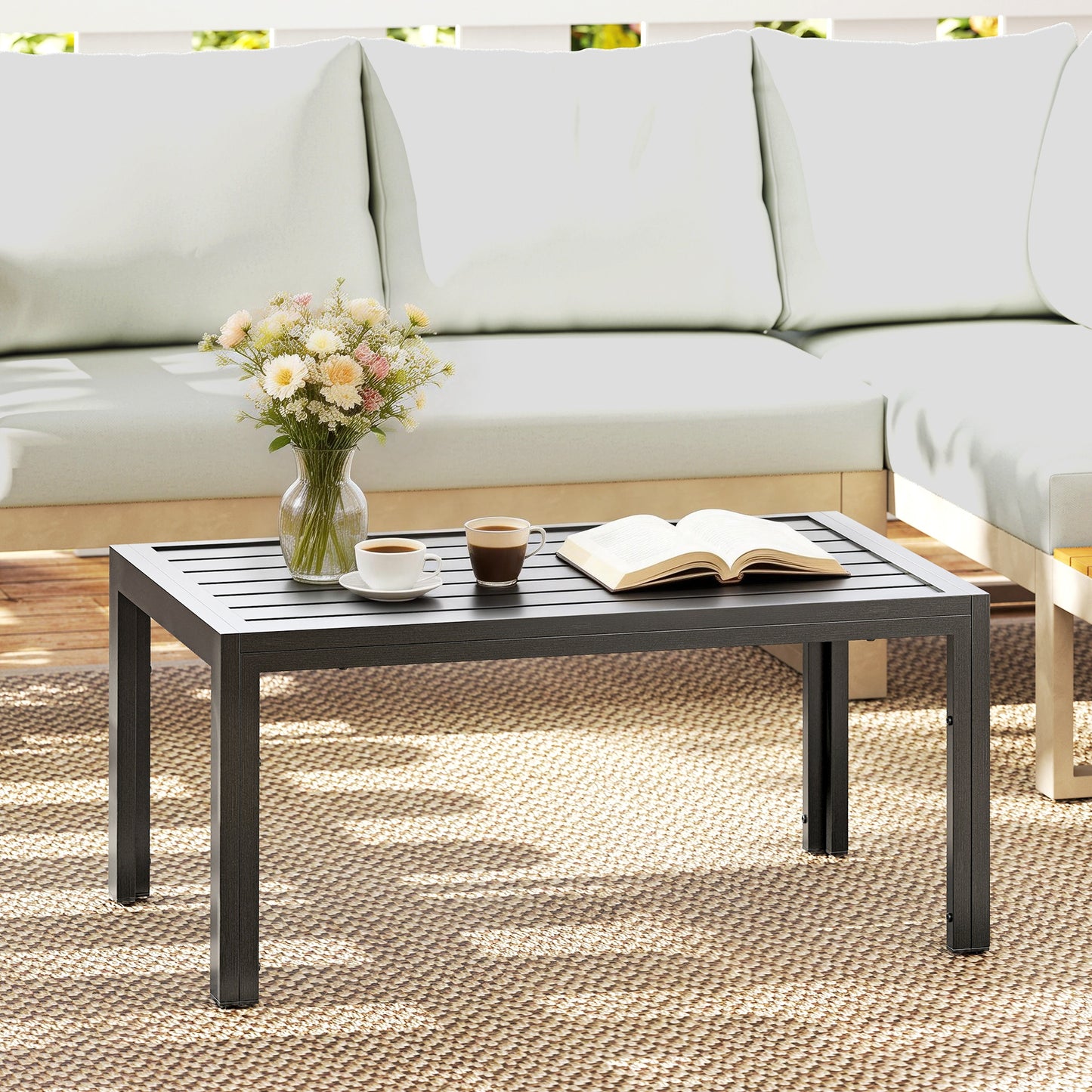 Outdoor Side Table, Rectangular Patio Coffee Side Table