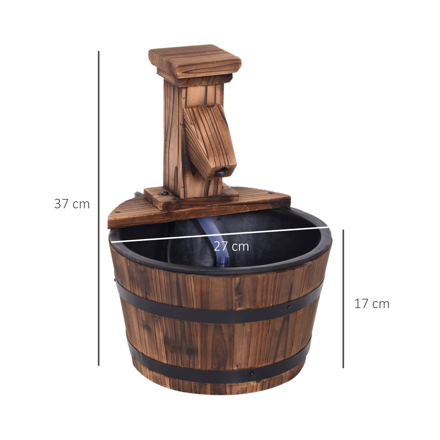 Wood Barrel Patio Water Fountain Garden Decorative Ornament Water (1)
