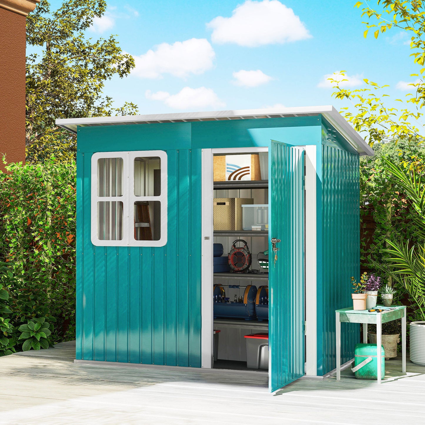 7 x 4ft Galvanised Steel Garden Shed, with Lock
