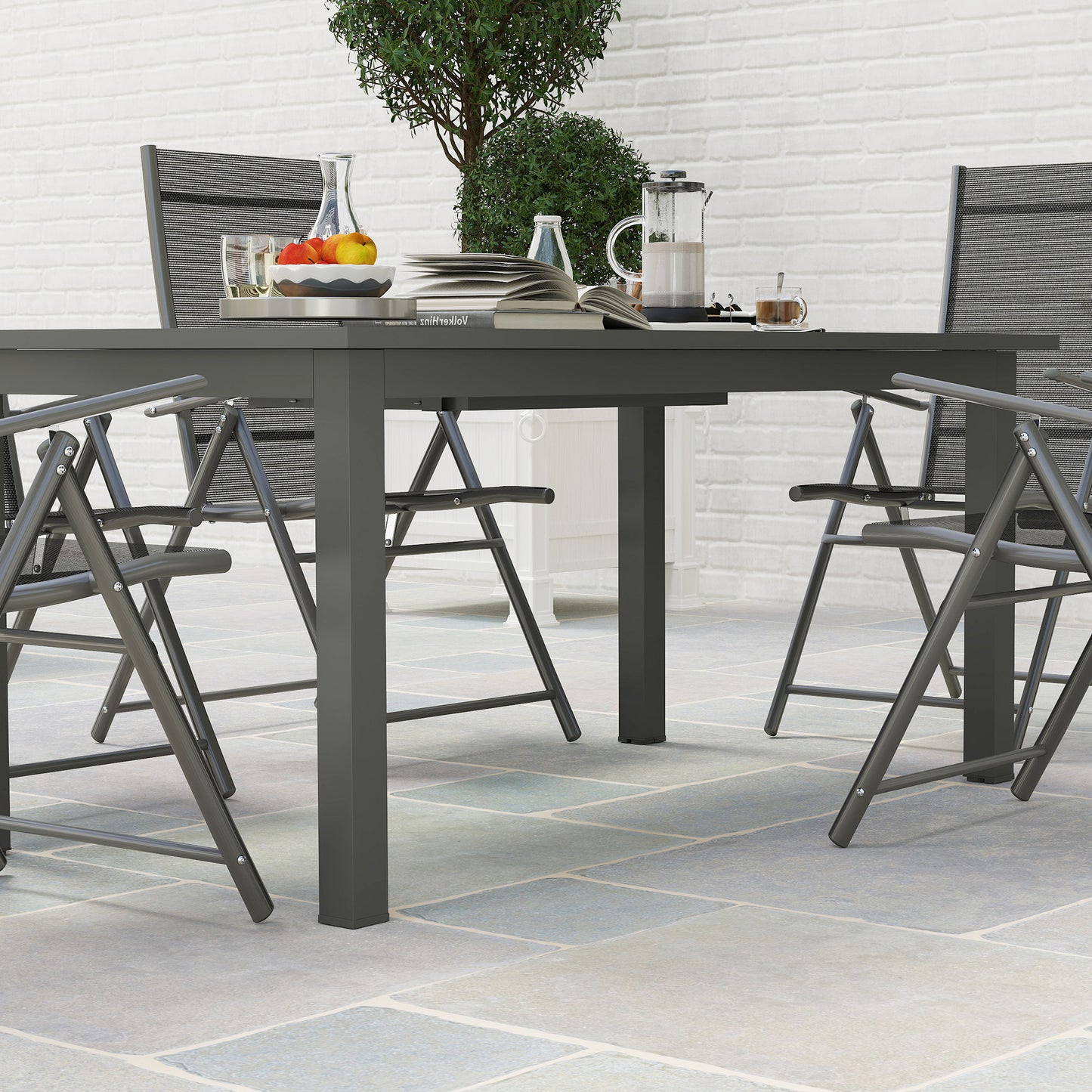 Aluminium Extending Garden Table with Slatted Top for 6-8 Person