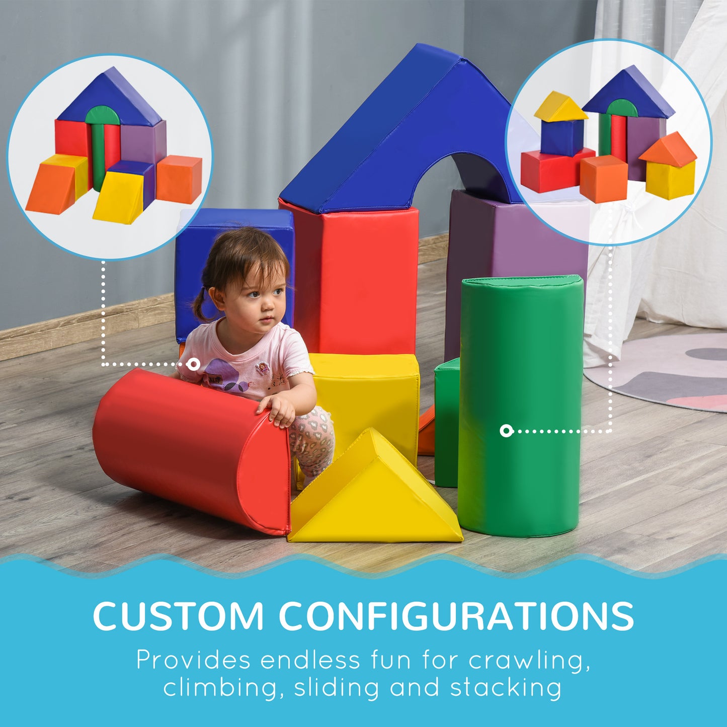 11-Piece Kids Soft Play Set, Foam Block, Toys for Climbing, Crawling