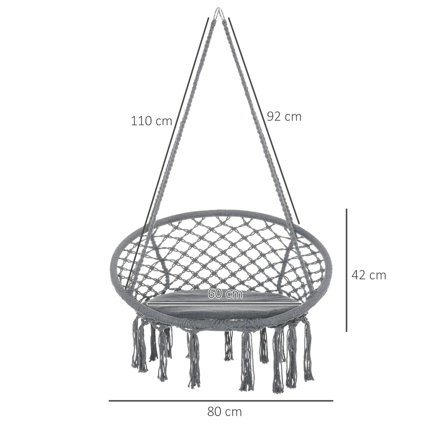 Outdoor Cotton-Polyester Blend Macrame Hanging Rope Chair