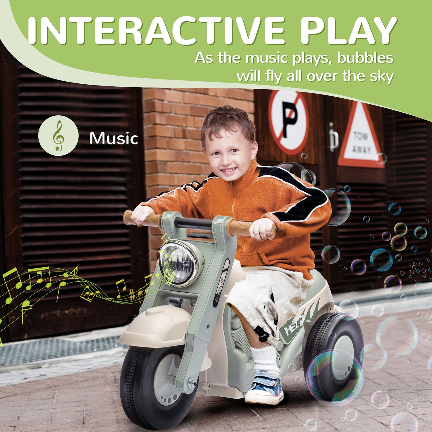 Foot To Floor Sliding Kids Ride On Car with Music, Bubble