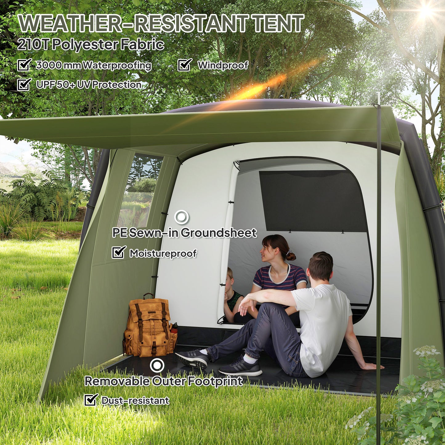 Inflatable 3-4 Man Tunnel Tent w/ Air Pump, Living Area & Vestibule (1)