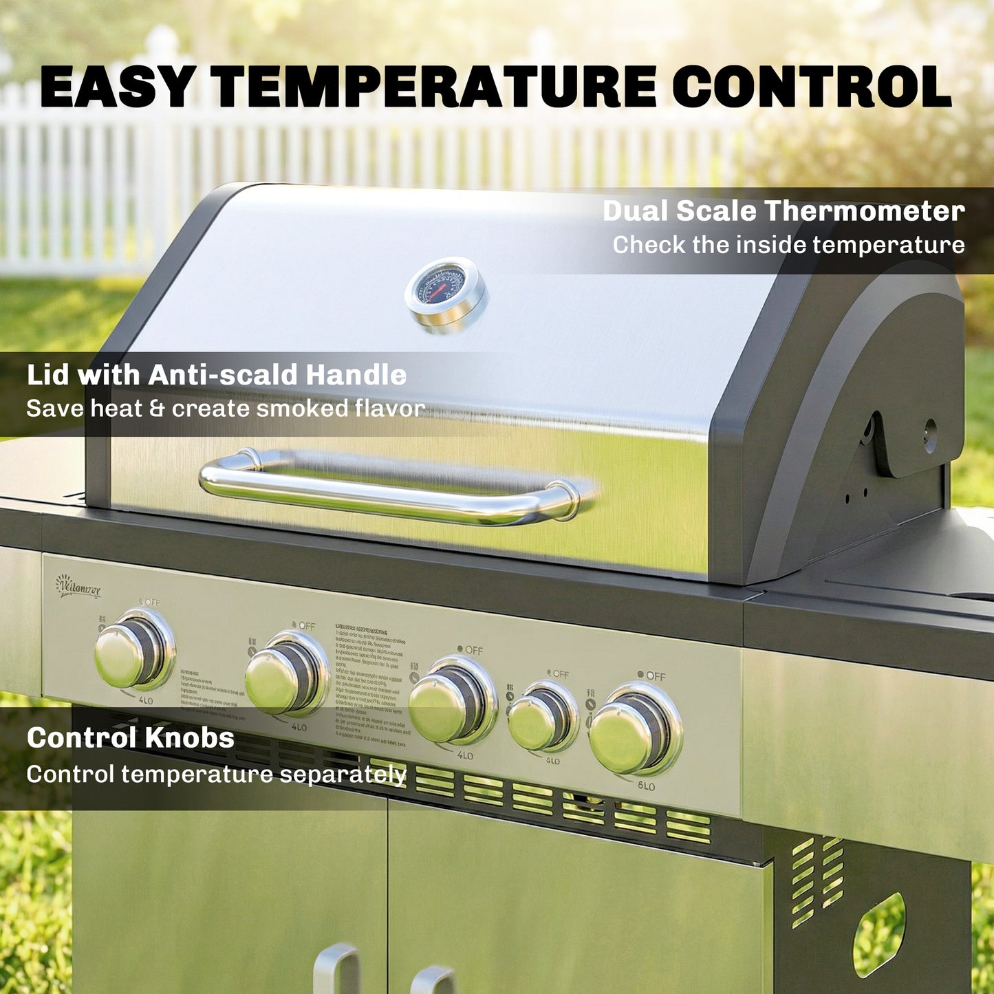 4+1 Burner Gas BBQ Grill, Portable Gas Barbecue Grill (1)