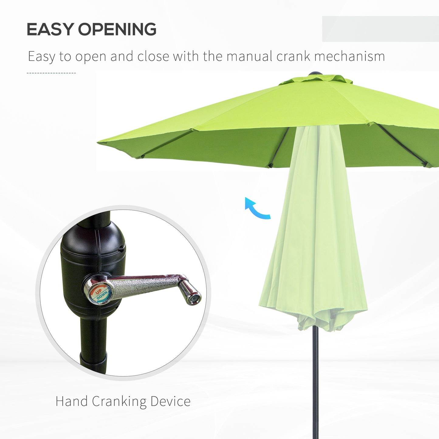 2.7M Garden Parasol Umbrella with Glass Fibre Ribs