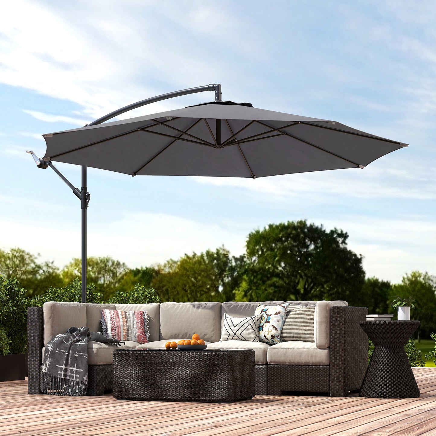 3 m Overhanging Cantilever Parasol, with Cross Base