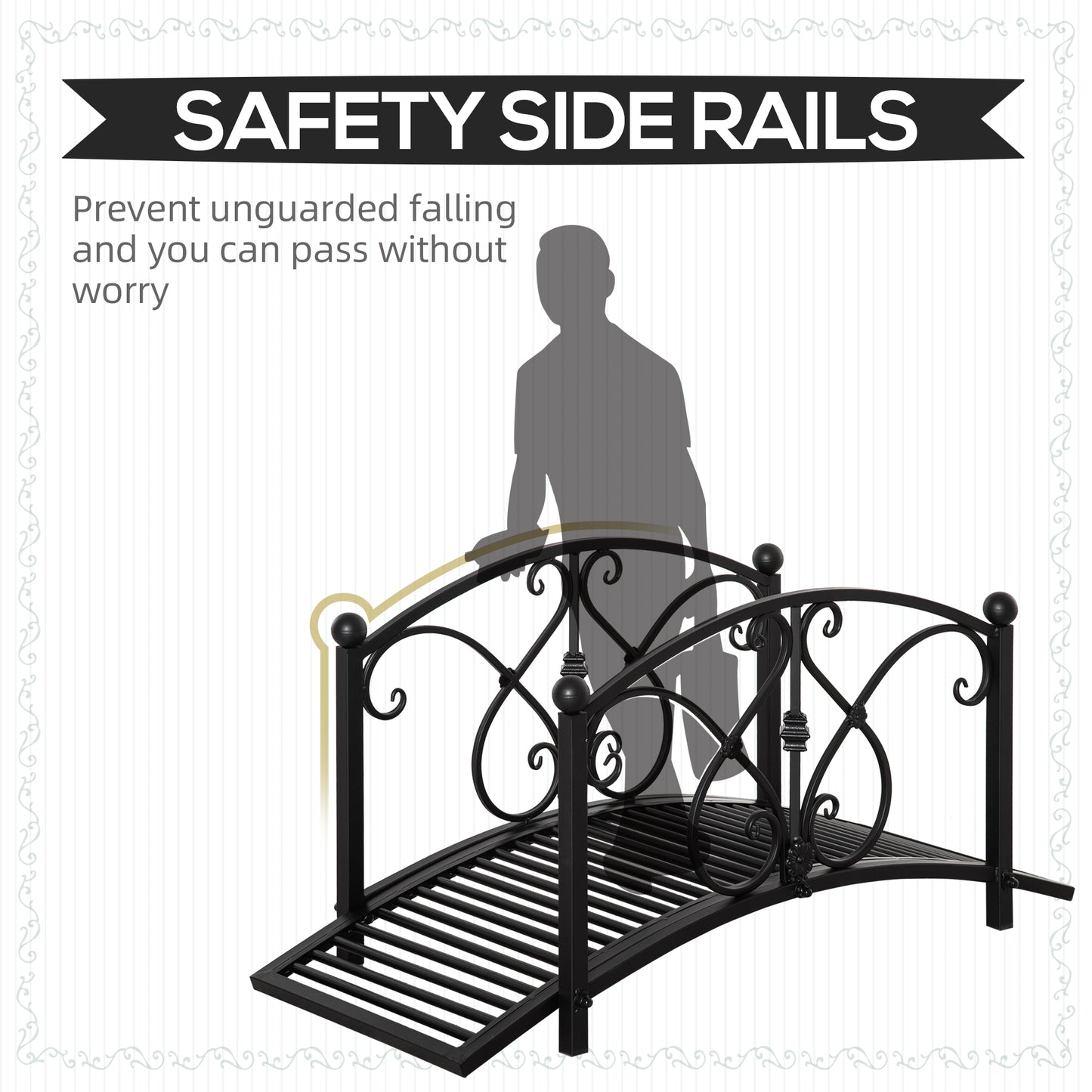 102L x 48W x 49H Classic Metal Garden Bridge