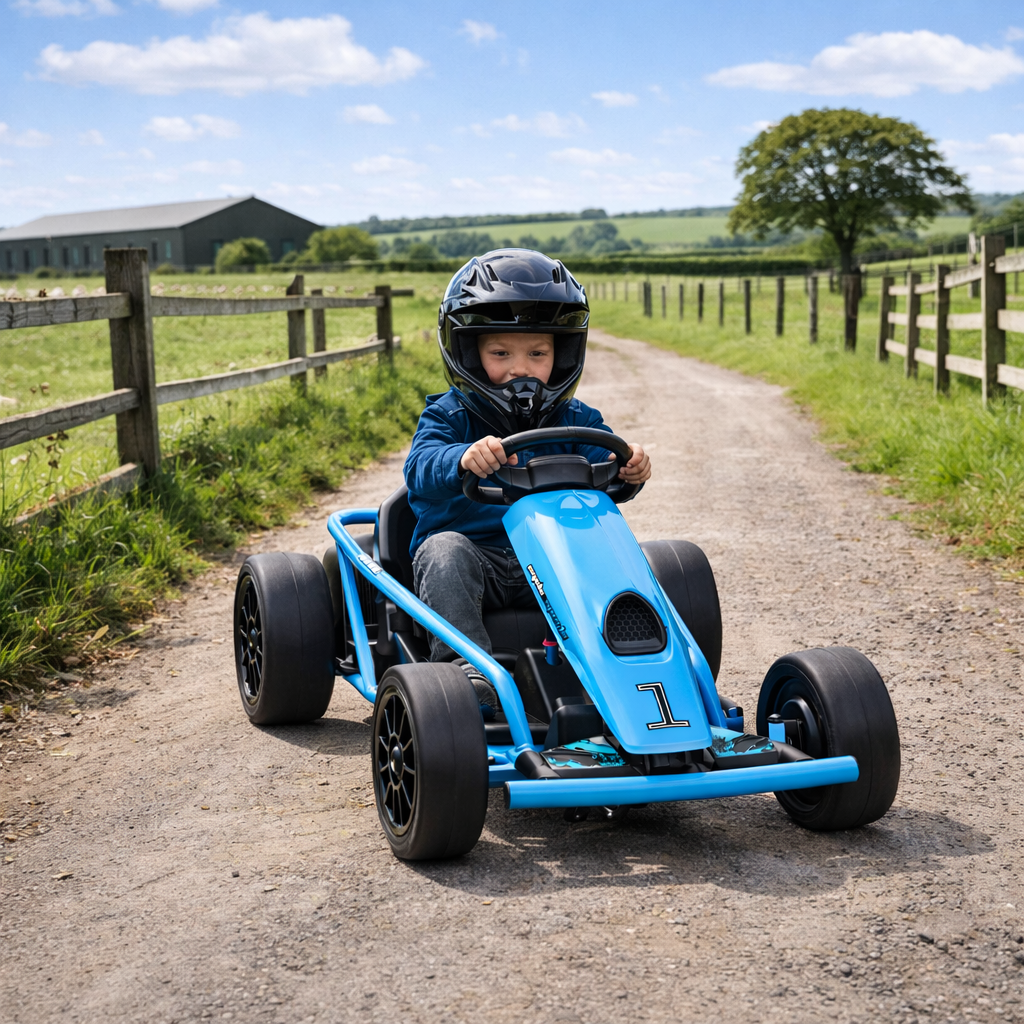 24V Drift Kart, Electric Ride-On Racing Go Kart w/ 2 Speeds