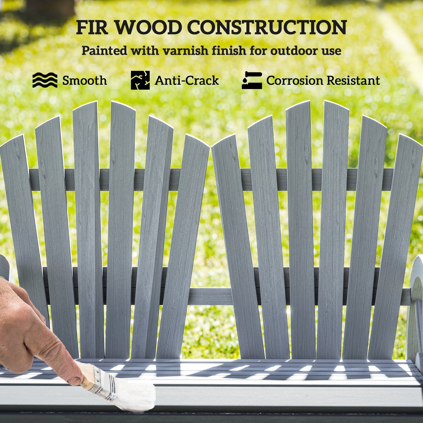 Fir Wood Love Seats with Wheel-Shaped Armrests
