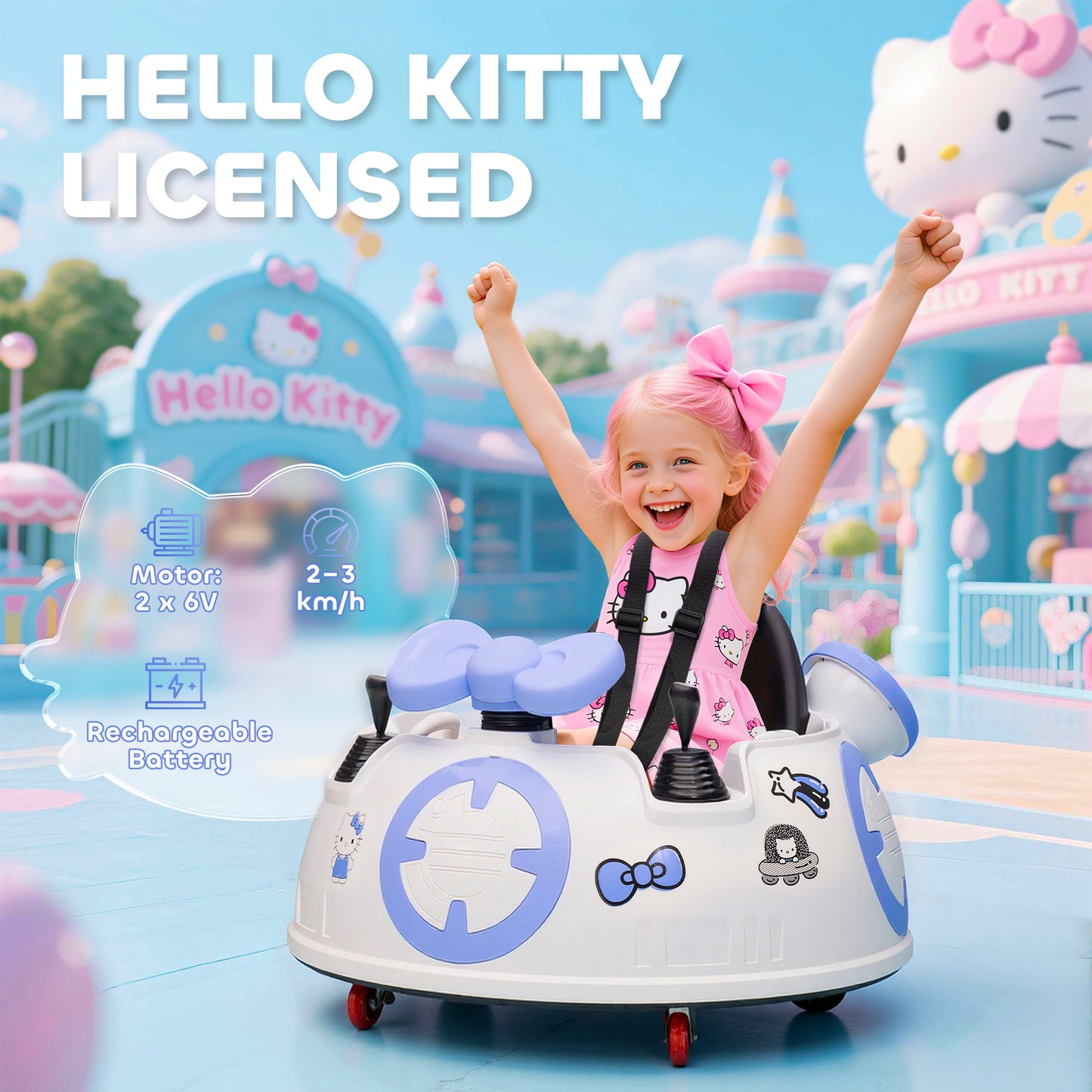 Hello Kitty Kids Ride on Bumper Car with Remote Control