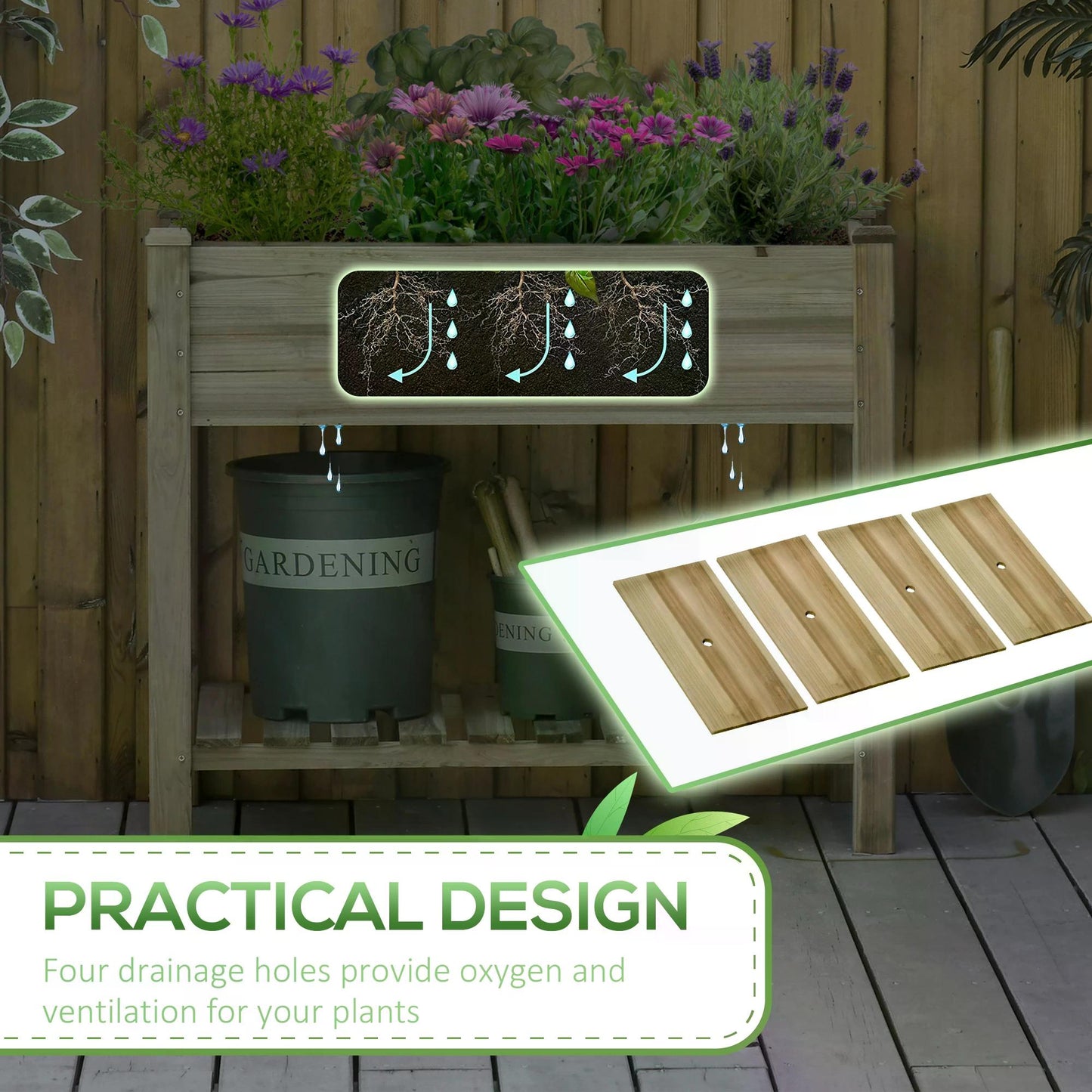 Garden Wooden Planters， Raised Garden Bed with Legs
