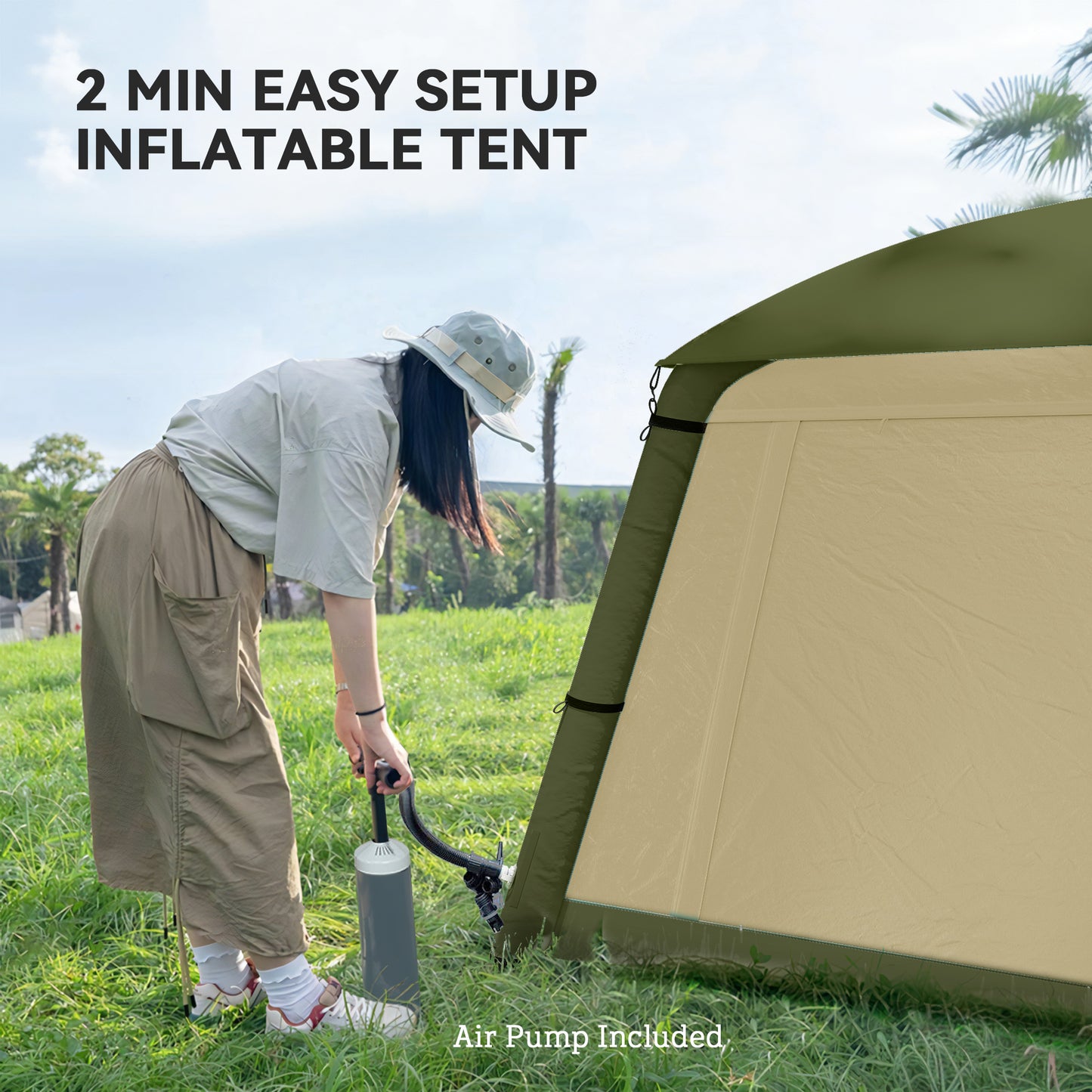Inflatable Camping Tent w/ Hand Pump