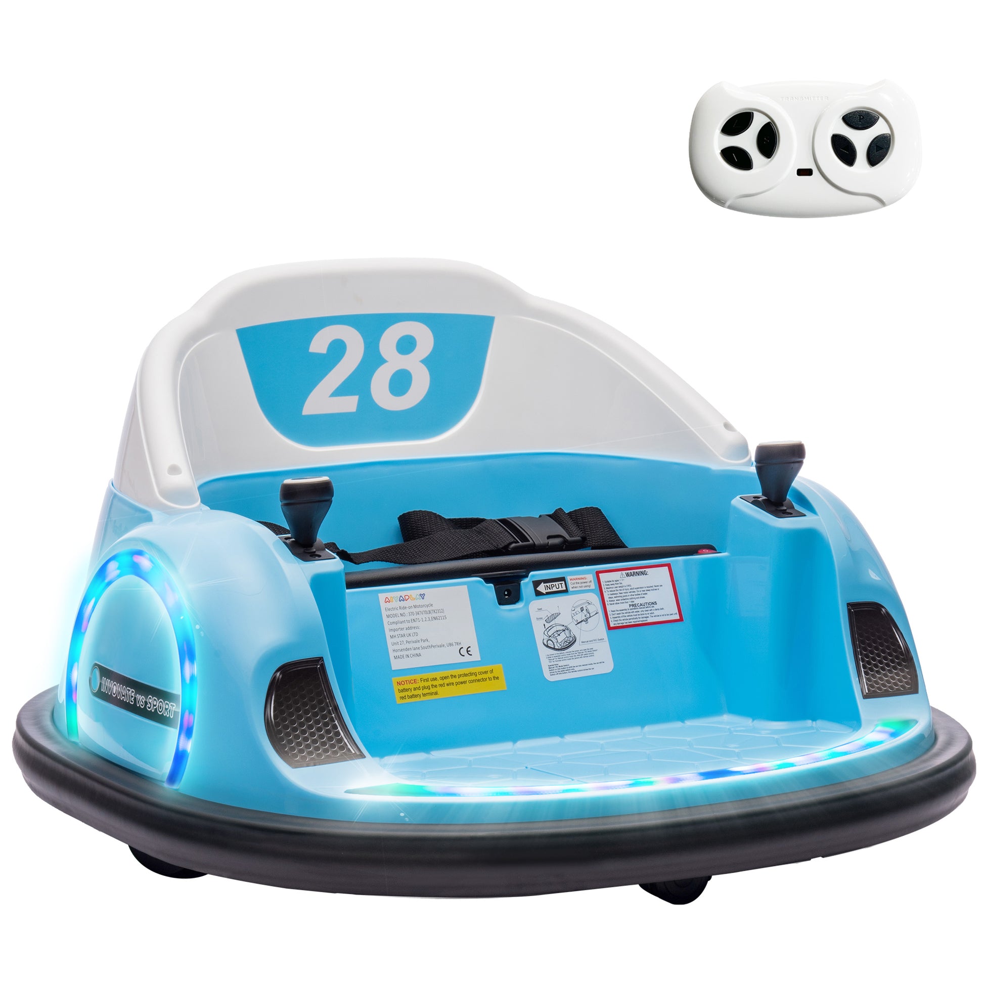 360° Rotation Kids Bumper Car, 12V Waltz Car with Remote Control